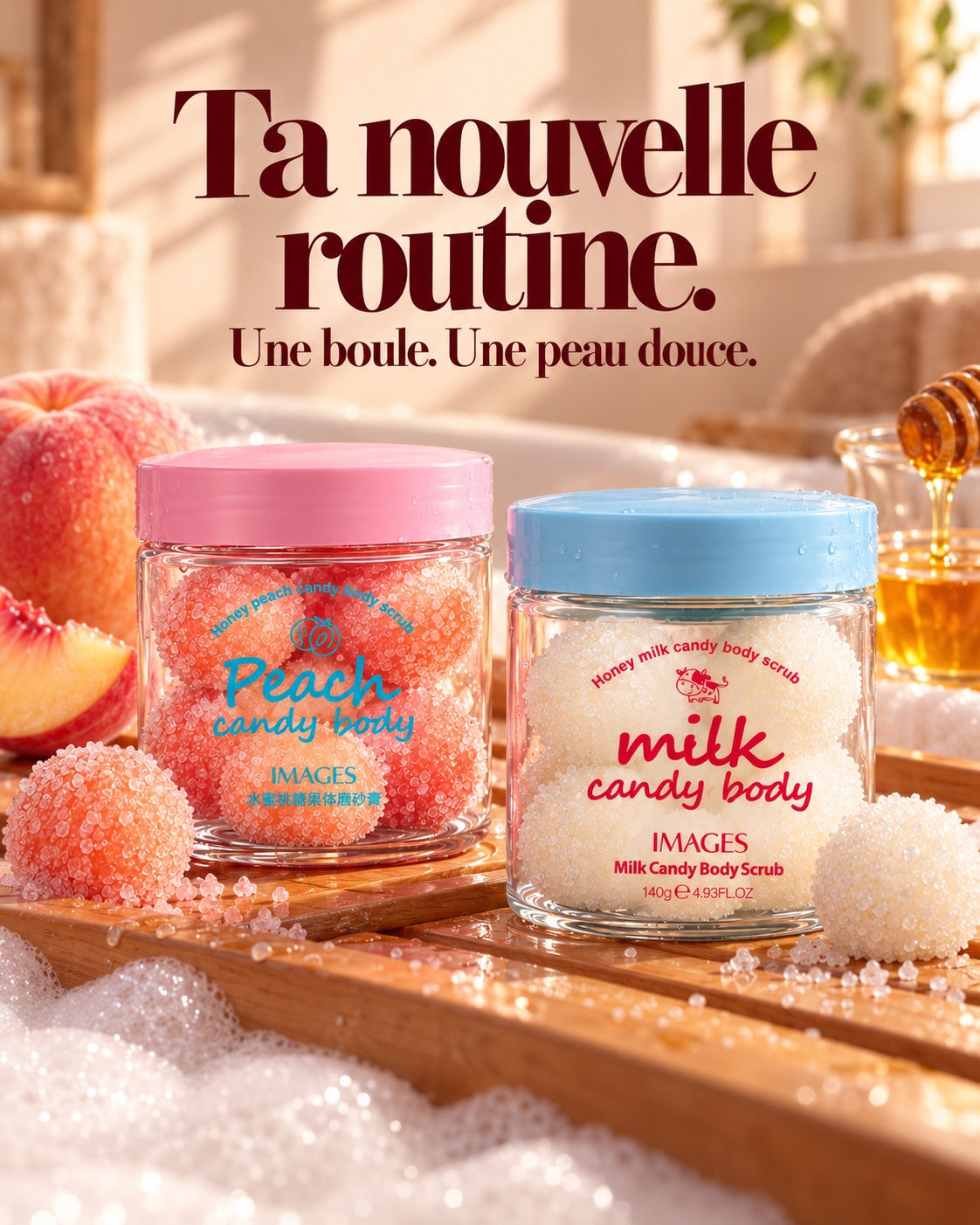 Ta nouvelle routine. Une boule. Une peau douce.